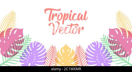 Tropischer Vektor Hintergrund Design Illustration. Tropische Blätter Vektor flach Design Illustration. Abstrakte tropische Sommer Hintergrund Design Vorlage. Stock Vektor