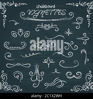 Kreidetafel Vektor Sammlung von kalligraphischen Design-Elemente Stock Vektor