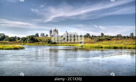 Außenansicht des Moshajskij Luzhetsky Feropontov Klosters, moshaysk Moskau Region, Russland Stockfoto