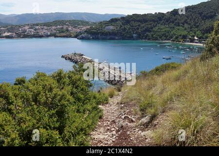 Palinuro – Panorama del porto da Punta Fortino Stockfoto