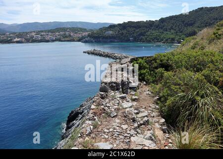 Palinuro – Scorcio del porto da Punta Fortino Stockfoto