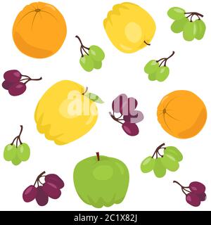 Helles, nahtloses Muster mit Äpfeln und Trauben Stock Vektor