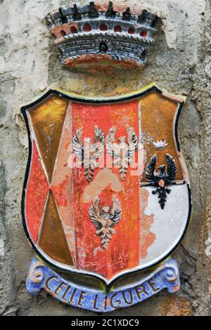 Emblem von Celle Ligure Stockfoto
