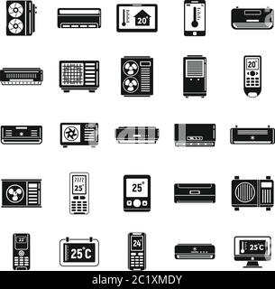 Symbole für die Home-Klimaregelung eingestellt. Einfache Satz von Home-Klimatisierung Systeme Vektor-Symbole für Web-Design auf weißem Hintergrund Stock Vektor