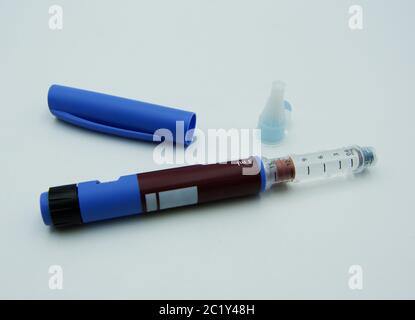 Pen Injector Set zur Behandlung von Diabetes Stockfoto