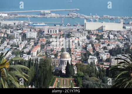 Blick über die Bahai-Gärten in Haifa. Israel Stockfoto