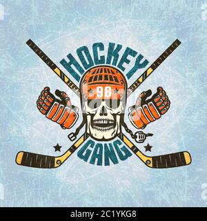 Hockey Logo - ein Totenkopf in einem Helm Stock Vektor
