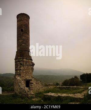 Außenansicht der zerstörten Xhamia e Kuqe aka Rote Moschee in Berat Festung, Berat, Albanien Stockfoto