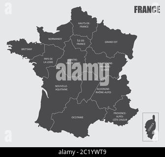 Frankreich Regionen Karte Stock Vektor
