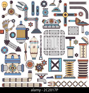 Maschinenkomponenten und Ersatzteile Stock Vektor