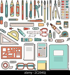 Schule Schreibwaren Stock Vektor