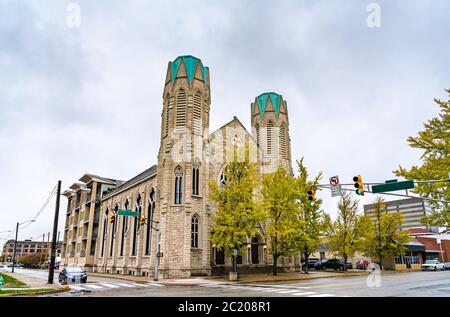 Ehemalige Meridian Street Methodist Episcopal Church in Indianapolis, Indiana Stockfoto