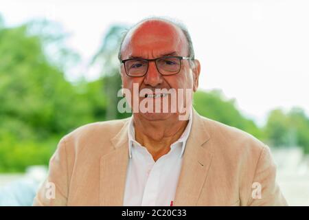 Jacky Delapierre (Direktor des Meeting Athletissima) bei der Pressekonferenz des City Event 2020 am 16. Juni 2020 vorgestellt, Was den ersten offiziellen Outdoor-Stabhochsprung-Wettbewerb des Jahres auf dem höchsten Niveau betrifft, der weltweit bestätigt wurde und am 2. September in Lausanne, Schweiz, stattfinden wird. (Foto von Eric Dubost/Pacific Press/Sipa USA) Stockfoto