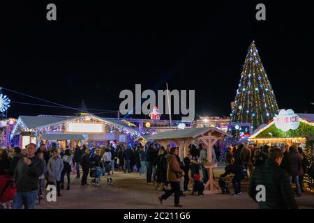 Le barcares Dorf de noel in Frankreich. Stockfoto