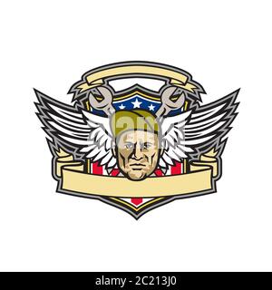 American Crew Chief Shield Mascot Stockfoto