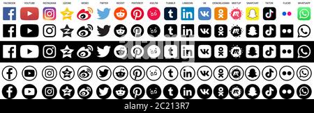 Sammlung von beliebten Social Media-Vektor-Logos. Stock Vektor