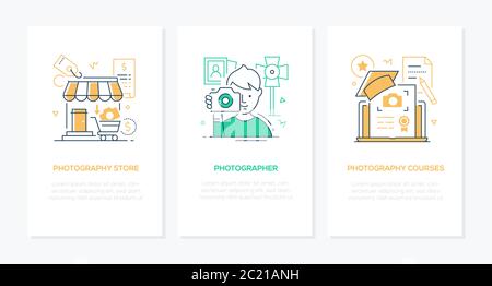 Fotokonzept - Linie Design Stil Banner Set Stock Vektor