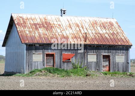 Alte ländliche Scheune mit verrosteten Metalldach Stockfoto