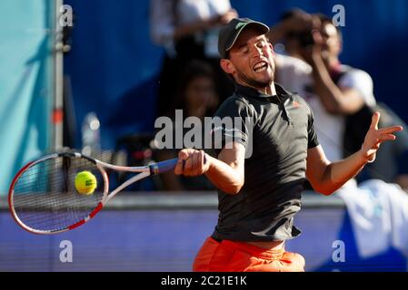 Belgrad, Serbien. Juni 2020. Dominic Thiem aus Österreich kehrt während seines Spiels gegen Grigor Dimitrov aus Bulgarien zurück. Quelle: Nikola Krstic/Alamy Live News Stockfoto