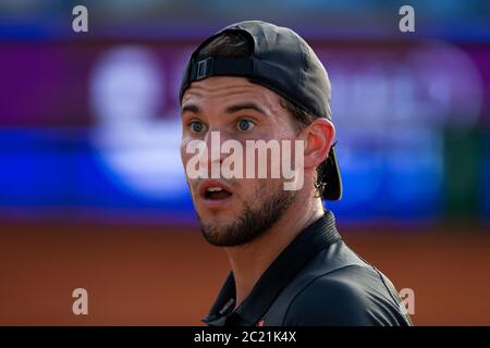 Belgrad, Serbien. Juni 2020. Dominic Thiem von Österreich reagiert während seines Spiels gegen Grigor Dimitrov von Bulgarien. Quelle: Nikola Krstic/Alamy Live News Stockfoto