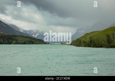 Windiger Tag in Waterton. Stockfoto