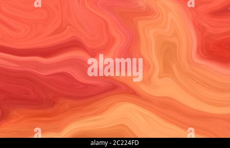 Abstrakter Hintergrund mit Rot, Orange und Gelb mit Farbstrich, Marmoreffekt und Wirbeln und Wellen mit leerem Kopierraum mit Platz für Text. Stockfoto