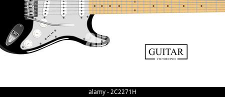 Realistische E-Gitarre isoliert auf weißem Hintergrund, Vektor-Illustration Stock Vektor