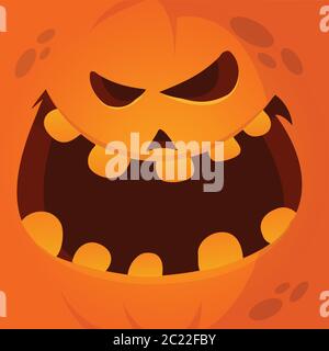 Vektor Cartoon Lustige Halloween Kürbis Gesicht Lächelnd Stock Vektor