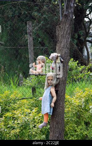Die Insel der Puppen (La Isla de las Muñecas) kleine Inseln im Xochimilco-See, Mexiko-Stadt, Mexiko Stockfoto