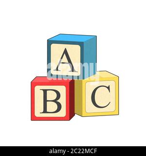 ABC-Block wird gebaut. Cartoon Vektor Illustration. Baby-Spielzeug Pyramide, Holz Alphabet Würfel spielen. Logik-Spiel. Kid Spiel Entwicklung. Stack Spiel Stock Vektor