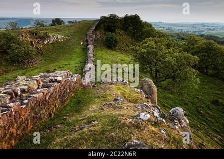 Walltown Crags on Hadrian's Wall Stockfoto