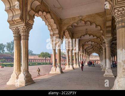 Die Diwan-i-am (Halle des öffentlichen Publikums) in Agra Fort, Agra, Uttar Pradesh, Indien Stockfoto