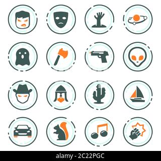 Der Film Genres Color Vector Icons für User Interface Design Stockfoto