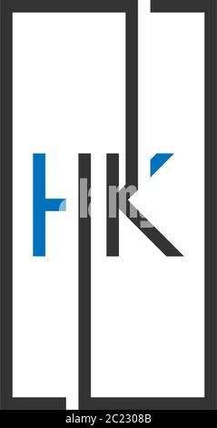 HK Logo Buchstaben Design Konzept in schwarz und blau Farbe Stock Vektor
