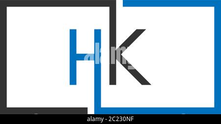 HK Logo Buchstaben Design Konzept in schwarz und blau Farbe Stock Vektor