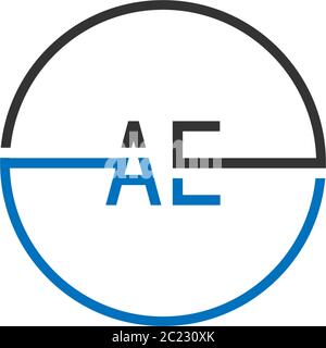 AE Logo Letter Design Konzept in schwarz und blau Stock Vektor