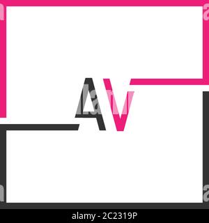 AV Logo Letter Design Konzept in schwarz und rosa Farbe Stock Vektor