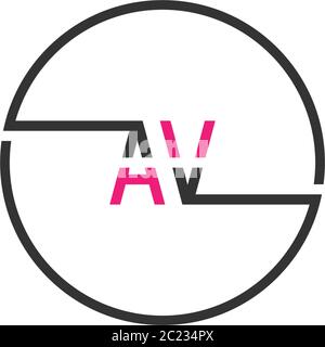 AV Logo Letter Design Konzept in schwarz und rosa Farbe Stock Vektor
