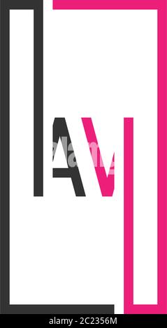 AV Logo Letter Design Konzept in schwarz und rosa Farbe Stock Vektor
