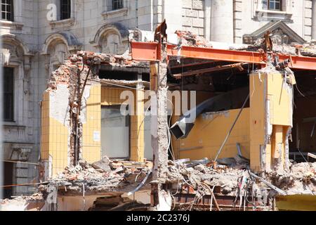 Haus Abriss, Reste von Mauern und Ruinen eines abgerissenen Haus, München, Bayern, Deutschland, Europa Stockfoto