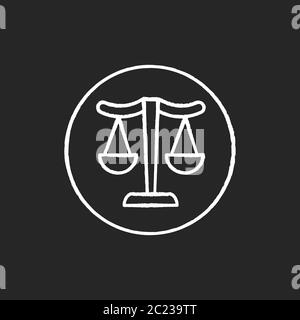 Ausgewogene Skalen Kreide weißes Symbol auf schwarzem Hintergrund Stock Vektor