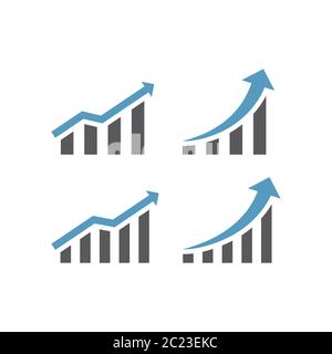 Infografik oder Diagramm mit Pfeilsymbol. Datenanalyse-Diagramm, Wachstumsvektor. Stock Vektor