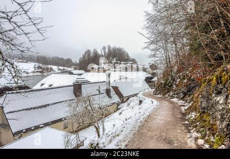 Landschaft rund um Schönau am Königssee in Bayern im Winter Stockfoto