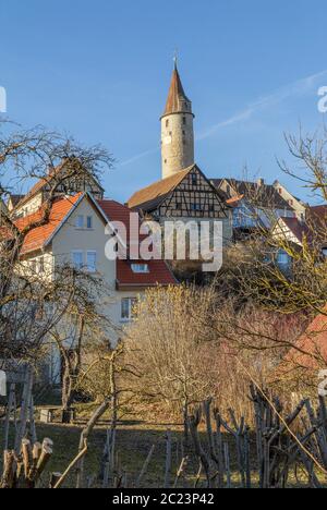 Eindruck von Kirchberg an der Jagst eine Stadt in Süddeutschland Stockfoto