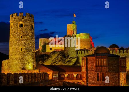 Rabati Castle in der Nacht in Akhaltsikhe, Georgia Stockfoto