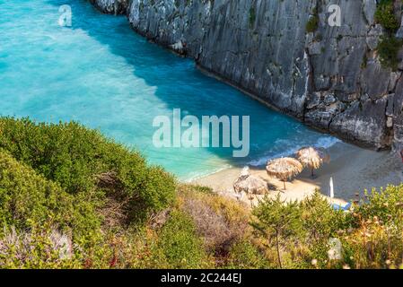 ND. Griechenland.Schwefel Strand Xigia auf Zakynthos Insel. Griechenland. Stockfoto