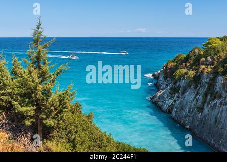 ND. Griechenland.Schwefel Strand Xigia auf Zakynthos Insel. Griechenland. Stockfoto