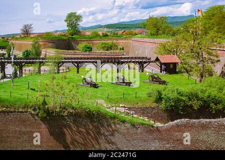 Festung Kanonen in Alba Carolina Citadel, Alba Iulia, Rumänien Stockfoto