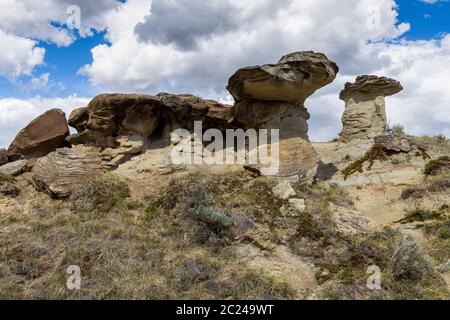 Hoodoos der Badlands in Kanada Stockfoto