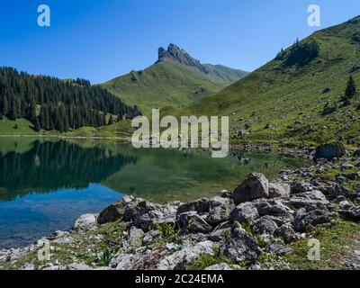 Anzeigen von Bannalpsee, Bannalp, Nidwalden Schweiz. Stockfoto